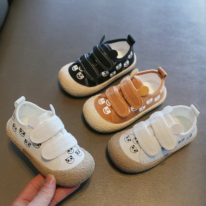 2023 Новата есенна обувки за малки момичета, Детски пролетно парусиновая обувки, Детски ежедневни обувки в стила на Корейския Мультяшного Мечка, Първите Детски Проходилки