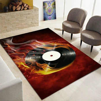3D creative музикален vinyl плоча, килим за хол, диван, килим за спалнята, кухня, изтривалка за врата в банята, противоскользящий подложка за пода