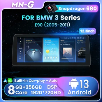 Android 13 Snapdragon680 Автомагнитола За bmw 3sries bmw e90 E91 E92 СМС CIC Мултимедиен Плеър 8 + 256G GPS Navi безжичен Carplay