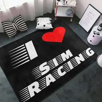 I Love Килим Сим Racing Heart, постелки за пода от полиестер, Подложки за ежедневна употреба на вратите в най-сладкото стил, Персонализирано подложки