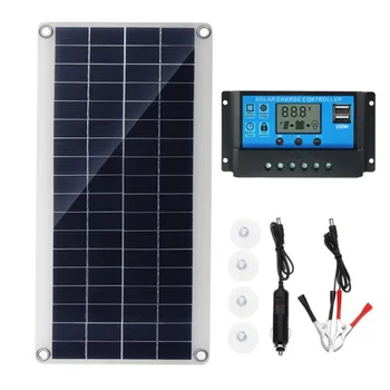 Гъвкава соларен панел с мощност 10 W, слънчеви батерии за автомобили, лодки, микробуса на покрива на къщата, къмпинг, слънчева батерия, модул слънчев контролер 30A