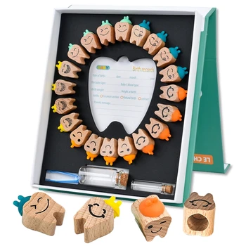 Дървена кутия за детски зъби Английски Дете Органайзер за съхранение на млечни зъби Колекция от прекрасни подаръци за най-малките деца Подаръци за деца