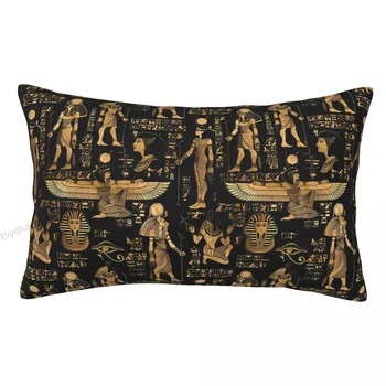 Египетските йероглифи и боговете, златна и черна калъфка от полиестер, декоративна моющаяся калъфка за спални, една калъфка за възглавница