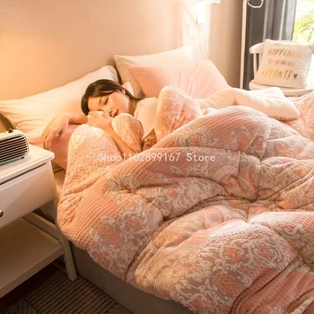 Зимата утолщенное плюшевое одеяло, пуховое одеяло, двустранно бархатное одеяло, Кашемировое стеганое топло одеяло, Бвп Двоен размер Queen Size