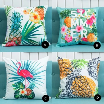Калъфка за възглавница с тропически растения в скандинавски стил, ананас и фламинго, мека мебел възглавница в изчистен стил, украса за дома, калъфки за възглавници