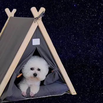 Луксозна всплывающая дизайнерски палатка-гнездо за домашни любимци с малък дървена къща