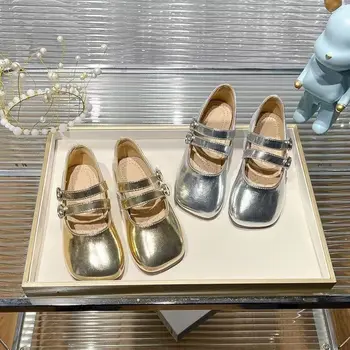 Малки кожени обувки за момичета 2023, пролет и есен, по нова мода, универсални детски фини обувки с мека подметка, обувки на принцесата за момичета