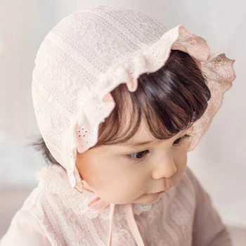 Нова детска шапка със завързана цвете, окото лятна шапка принцеса на новородените момичета, однотонная дишаща Детска шапка от слънцето