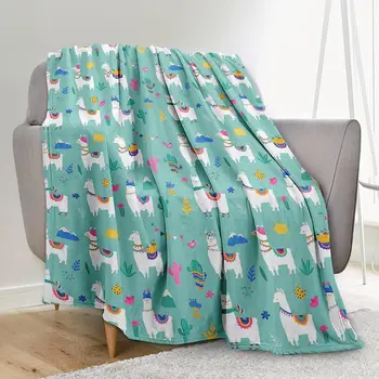 Одеяла от алпака и лама, Уважаеми Меко флисовое покривка за дивана за жени и момичета, Цветни подаръци с кактуси за деца и възрастни