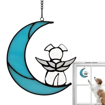 Окачен декор Куче на Луната, витражи, Творчески Празнични Коледни Акрилни Цветни Паметни подаръци