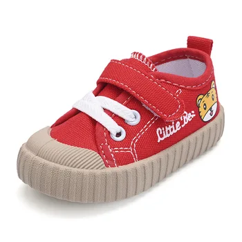 Парусиновая обувки с анимационни детски социалният гумени подметки, дишаща пролетно детски ежедневни обувки 26-27 години, жълто-червена детски обувки на равна подметка за деца