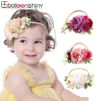 Превръзка на главата с цветя модел за момичета Ръчно изработени, Найлон ластикът за коса, Детска лента За коса, шапки, Аксесоари за коса за новородени