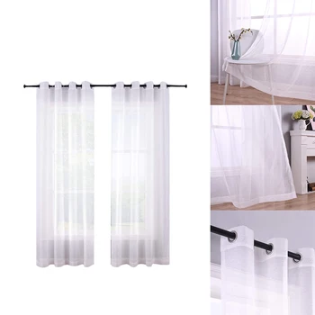 Прозрачни завеси с бяла люверсой, комплект от 2 панели, полупрозрачни завеси на прозореца, пердета от полиэстеровой воал за спални