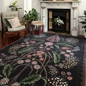 Ретро Луксозен килим, килими за хол, украса на дома с цветя, спалня, Моющийся нощни мат, противоскользящий Странична подложка за дивана, голяма