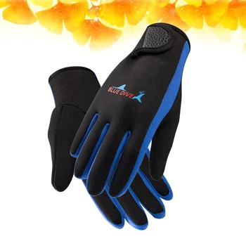 Ръкавици за гмуркане за мъже и жени Носят без ръкавици, слънцезащитен крем, за да се предотврати надраскване при подводния на плуване (синята лента L)