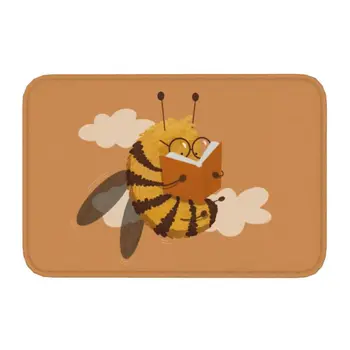 Сладки bumblebee четат книгата на Мат за входната врата, противоскользящий впитывающий подложка за улиците, подложка за влизане в кухнята, спалня, килими
