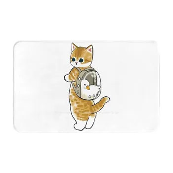 Фигура хубава котка с пясък Мофу, носи на своя малък приятел-пате в стъклен раница, Удобна врата на мат, подложка за краката, мяу