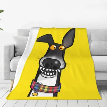 Фланелен одеяла Greyhound с анимационни куче жълт цвят, топли меки постелки за спални, къмпинг, на Новост, покривка за дивана, покривки за легла