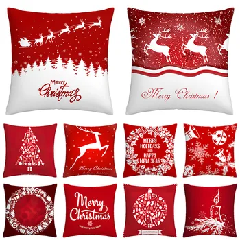Честита Нова година, Коледни украси, калъфи за възглавници с принтом, украса за дивана в хола, квадратна калъфка 45x45 см
